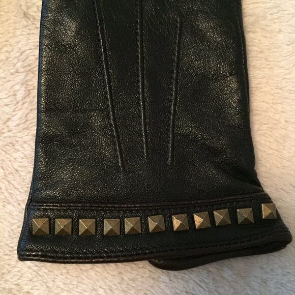 Black leather gloves sz S - Picture 4 of 11